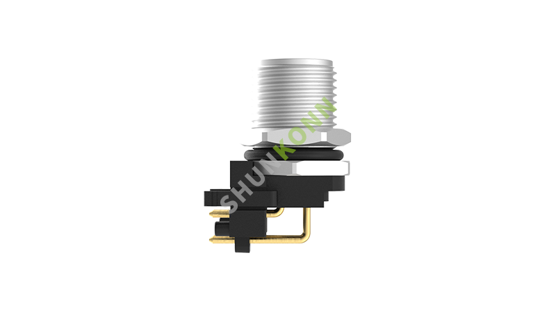 SKM12D系列 M12D编码连接器板后安装4PIN公头插板式M12*1 不带屏蔽