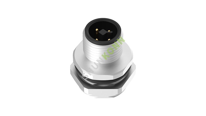 SKM12T系列 M12T编码连接器板前安装4PIN公头焊接式M16*1.5