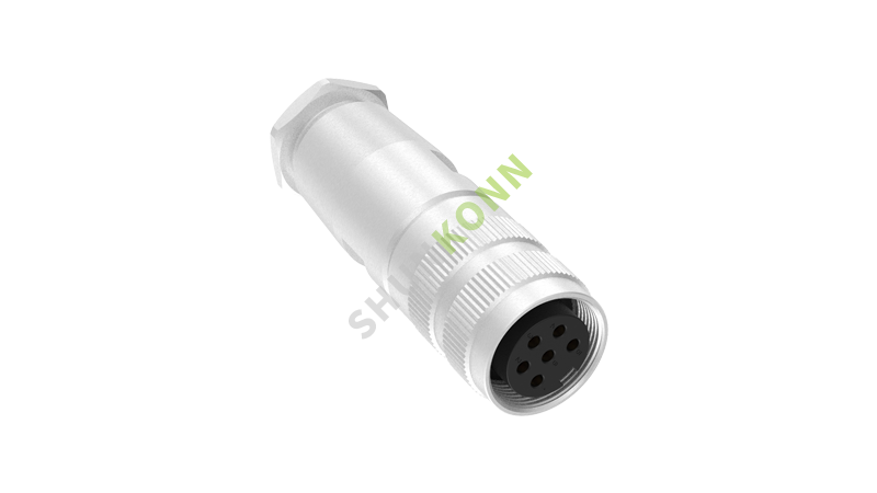 SKM16系列 M16连接器直式金属组装6PIN母头焊接式 M18*0.75