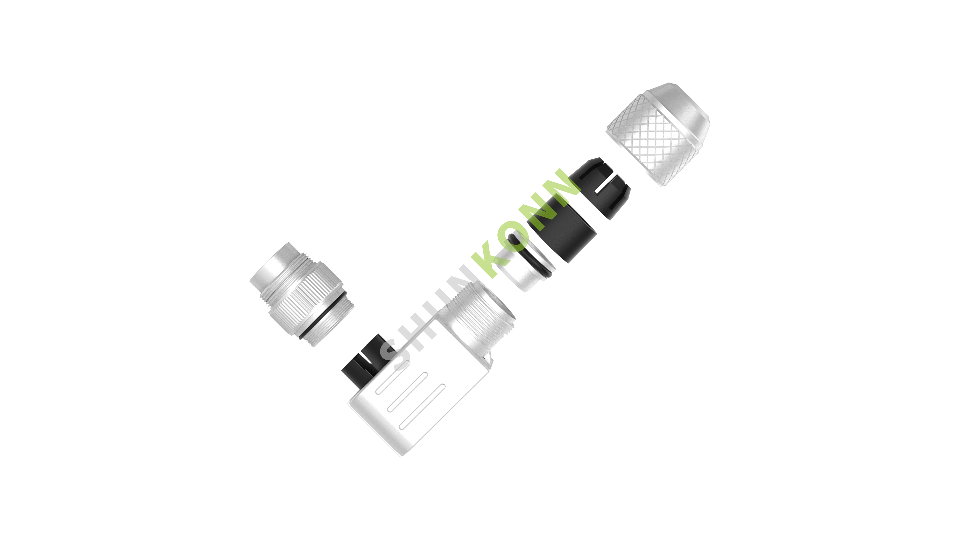 SKM16 Series M16 Connectors Right Angle Metal Assembled 8PIN Male Solder Type PG9"