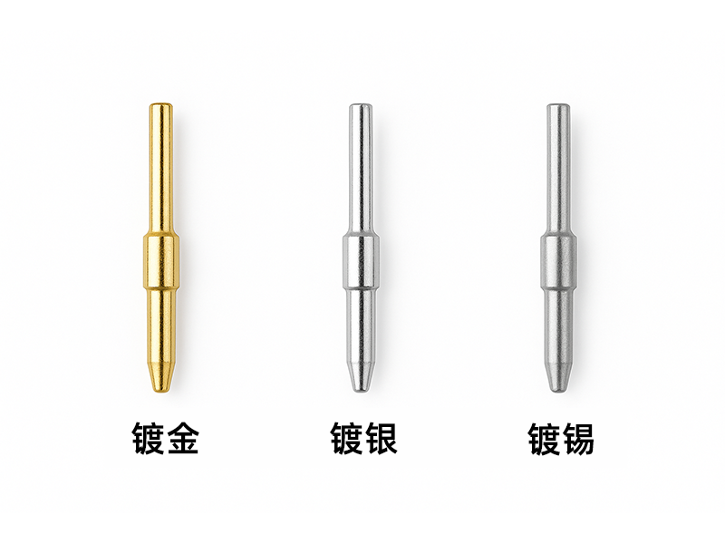 镀金、镀银和镀锡连接器插针示意图
