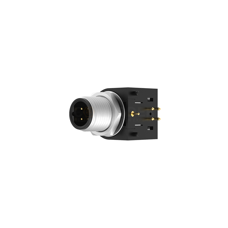 SKM12 B Series M12 B Coded Connectors Plate Rear Mount 3-5PIN Male Plug plate type M15*1  shielded