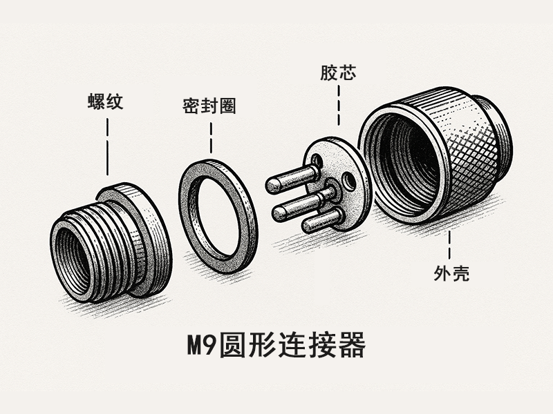 M9 圆形连接器组件图