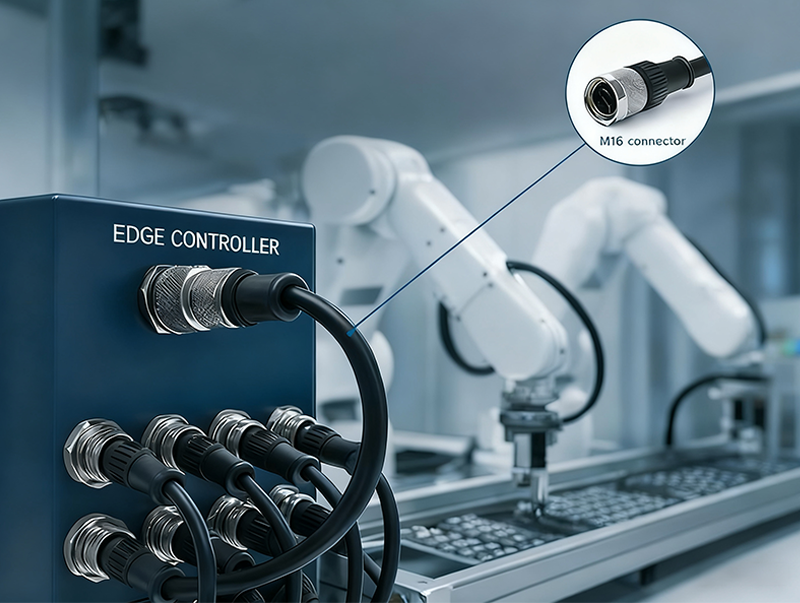 智能制造设备中的M16圆形连接器