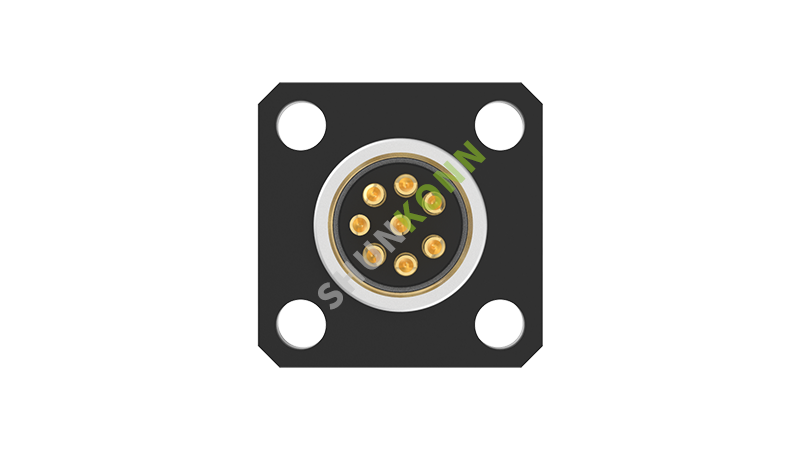 SKM12 A Series M12 A Coded Connectors Square Flange 6PIN Female Solder Type 14*14  