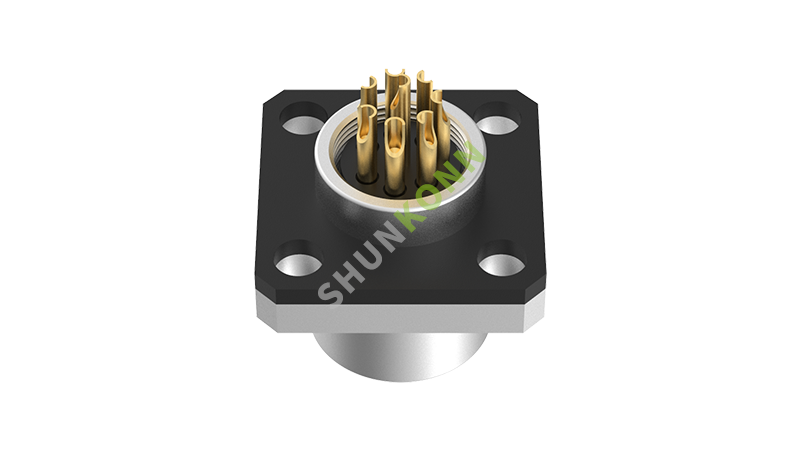 SKM12 A Series M12 A Coded Connectors Square Flange 6PIN Female Solder Type 14*14  