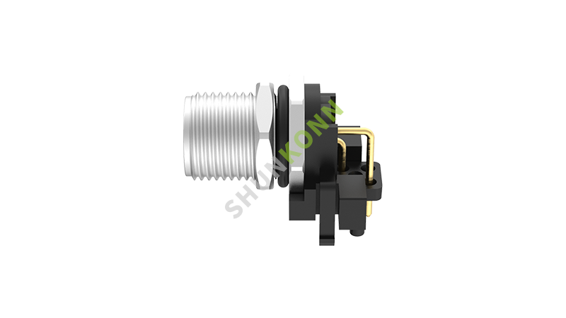 SKM12A系列 M12A编码连接器板后安装2PIN公头插板式M12*1 带屏蔽