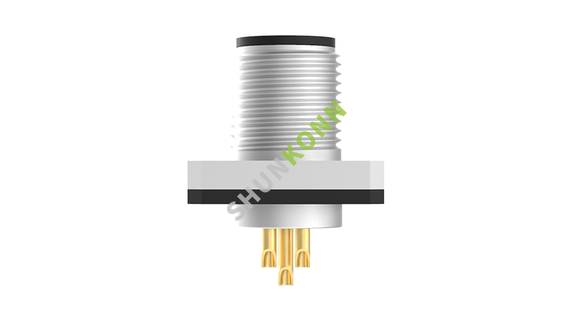 SKM12 A Series M12 A Coded Connectors Square Flange 5PIN Male Solder Type 14*14 