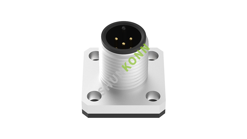 SKM12 A Series M12 A Coded Connectors Square Flange 5PIN Male Solder Type 14*14 