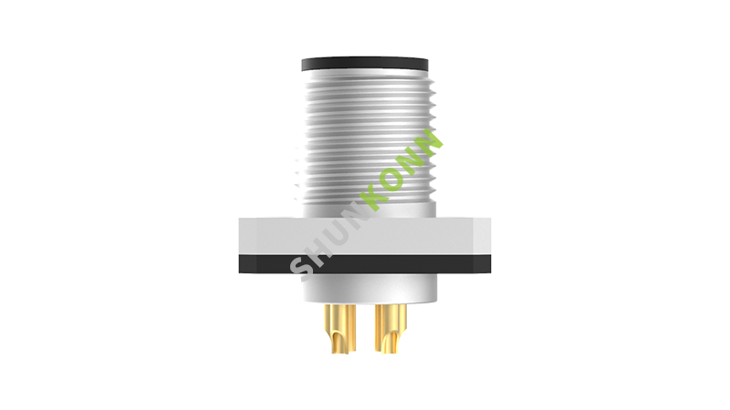 SKM12 A Series M12 A Coded Connectors Square Flange 6PIN Male Solder Type 14*14 