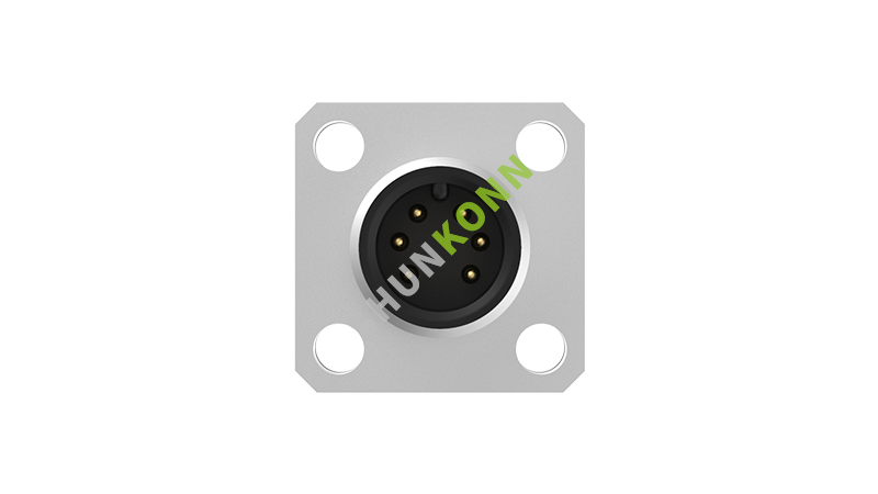 SKM12 A Series M12 A Coded Connectors Square Flange 6PIN Male Solder Type 14*14 