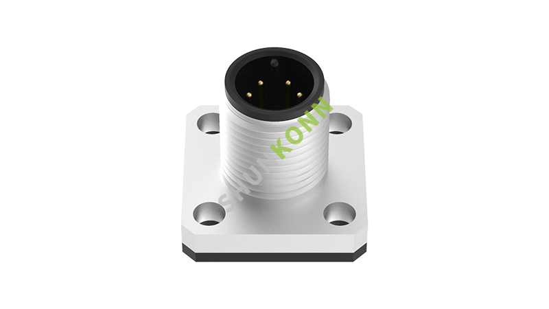 SKM12 A Series M12 A Coded Connectors Square Flange 6PIN Male Solder Type 14*14 