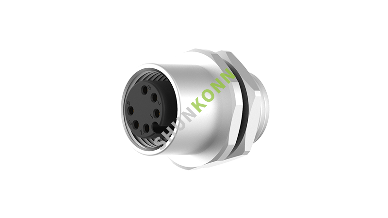 SKM12 A Series M12 A Coded Connectors Board Front Mount 6PIN Female Solder Type M12*1
