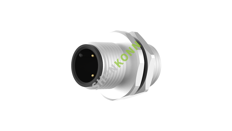 SKM12A系列 M12A编码连接器板前安装3PIN公头焊接式M12*1