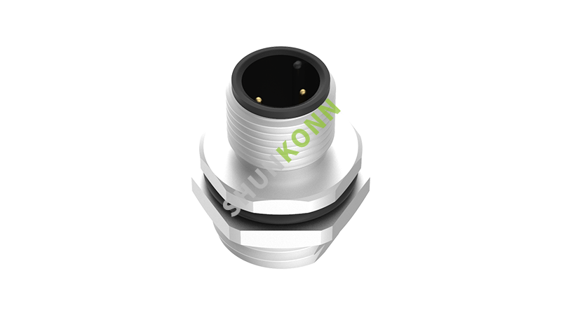 SKM12 A Series M12 A Coded Connectors Board Front Mount 3PIN Male Solder Type M16*1.5