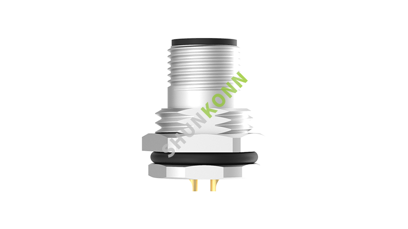 SKM12 A Series M12 A Coded Connectors Plate Rear Mount 3PIN Male Solder Type M16*1.5
