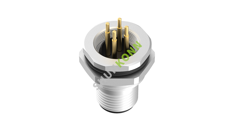 SKM12 A Series M12 A Coded Connectors Plate Rear Mount 4PIN Male Plug plate type M16*1.5