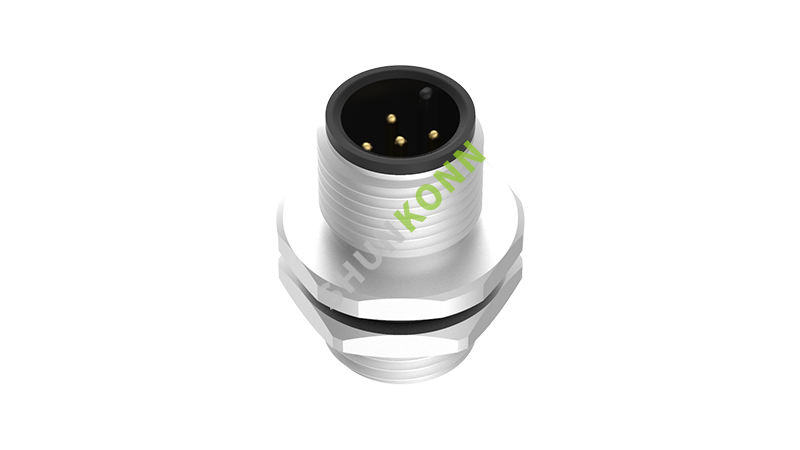 SKM12A系列 M12A编码连接器板前安装5PIN公头焊接式M12*1