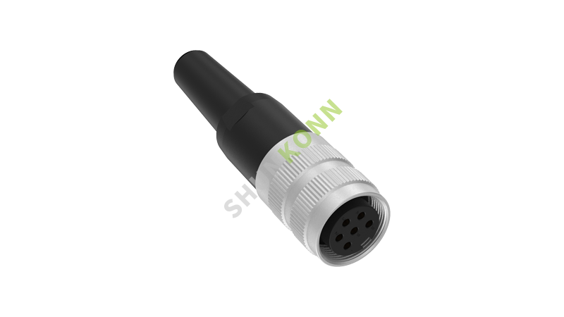 SKM16系列 M16连接器直式塑胶组装6PIN母头焊接式 M16*0.75