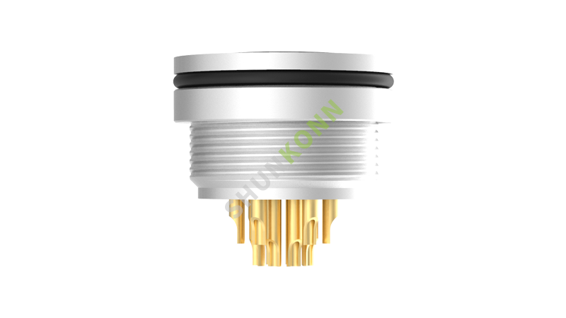 SKM16 Series M16 Connectors Board Front Mount 14PIN Female Solder Type M18*0.75