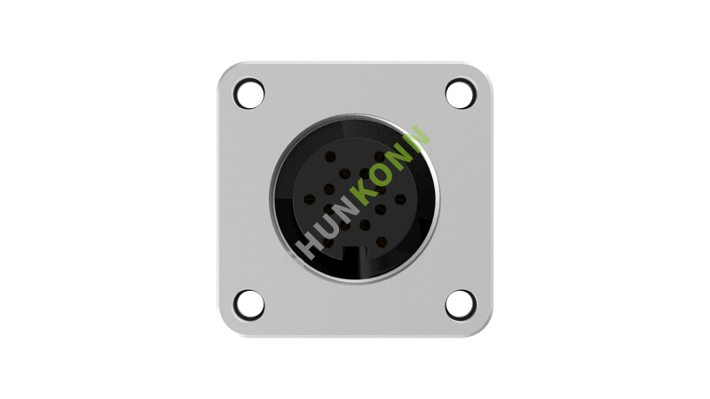 SKM16 Series M16 Connectors Square Flange 14PIN Female Solder Type 20*20