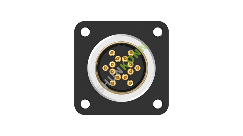 SKM16 Series M16 Connectors Square Flange 14PIN Female Solder Type 20*20
