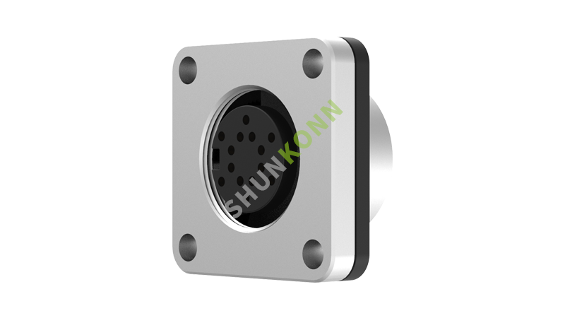SKM16 Series M16 Connectors Square Flange 14PIN Female Solder Type 20*20