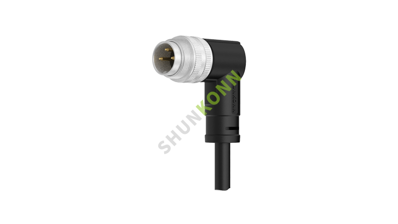 SKM16系列-M16连接线弯脚90度包胶成型式3PIN公头焊线