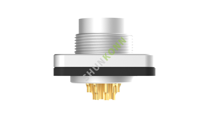 SKM16 Series M16 Connectors Square Flange 12PIN Male Solder Type 20*20